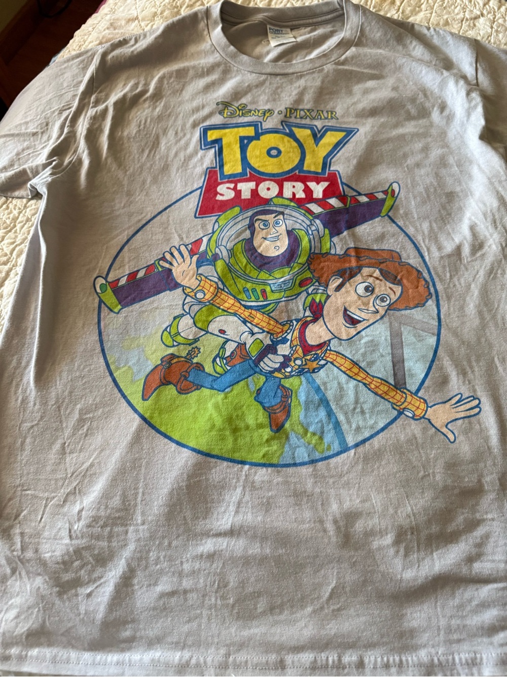 Port and Company White Toy Story Graphic Tee with Buzz & Woody